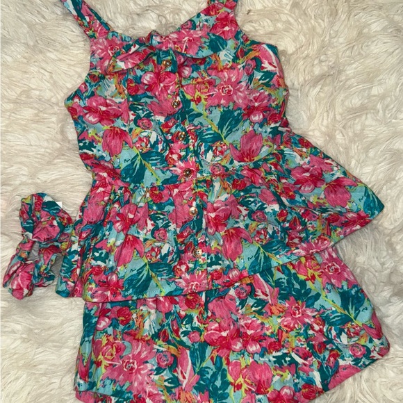 Floral Sleeveless matching set with scrunchy - Picture 1 of 1